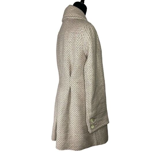 MARC JACOBS Circle Collar Checks Wool Light Pink Coat Half Belt Back Large - Picture 3 of 16